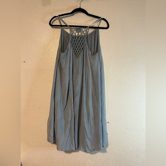 Sandra Fellini Made In Italy Light Blue Sleeveless Top Asymmetrical Lagenlook - Picture 12 of 13